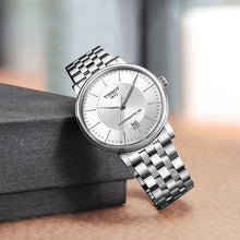 Load image into Gallery viewer, Tissot T Classic Carson Premium Powermatic 80 White Dial Silver Steel Strap Watch For Men - T122.407.11.031.00