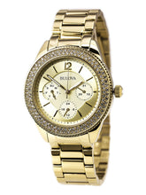 Load image into Gallery viewer, Bulova Multi Function Gold Dial Gold Steel Strap Watch for Women - 97N102