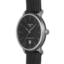 Load image into Gallery viewer, Tissot Carson Premium Powermatic 80 Black Dial Black Leather Strap Watch For Men - T122.407.16.051.00