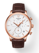 Load image into Gallery viewer, Tissot T Classic Tradition Chronograph White Dial Brown Leather Strap Watch For Men - T063.617.36.037.00
