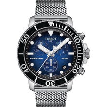 Load image into Gallery viewer, Tissot Seastar 1000 Chronograph Blue Dial Silver Mesh Bracelet Watch For Men - T120.417.11.041.02