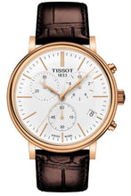 Load image into Gallery viewer, Tissot Carson Premium Chronograph White Dial Brown Leather Strap Watch For Men - T122.417.36.011.00