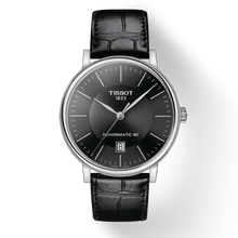 Load image into Gallery viewer, Tissot Carson Premium Powermatic 80 Black Dial Black Leather Strap Watch For Men - T122.407.16.051.00