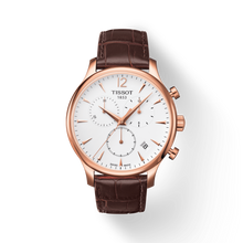 Load image into Gallery viewer, Tissot T Classic Tradition Chronograph White Dial Brown Leather Strap Watch For Men - T063.617.36.037.00