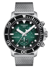 Load image into Gallery viewer, Tissot Seastar 1000 Chronograph Green Dial Silver Mesh Bracelet Watch For Men - T120.417.11.091.00