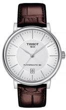 Load image into Gallery viewer, Tissot T-Classic Powermatic 80 Silver Dial Brown Leather Strap Watch For Men - T122.407.16.031.00