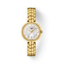 Load image into Gallery viewer, Tissot Flamingo Mother of Pearl White Dial Gold Steel Strap Watch For Women - T094.210.33.111.00