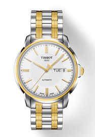 Tissot T Classic Automatics III White Dial Two Tone Steel Strap Watch For Men - T065.430.22.031.00