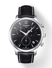 Load image into Gallery viewer, Tissot T Classic Tradition Chronograph Black Dial Black Leather Strap Watch For Men - T063.617.16.057.00