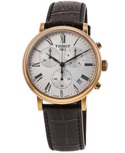 Load image into Gallery viewer, Tissot Carson Premium Chronograph Silver Dial Brown Leather Strap Watch For Men - T122.417.36.033.00