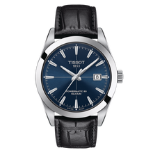 Load image into Gallery viewer, Tissot Gentleman Powermatic 80 Silicium Blue Dial Black Leather Strap Watch For Men - T127.407.16.041.01