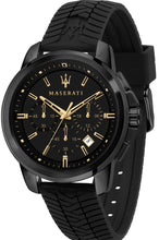 Load image into Gallery viewer, Maserati Successo Black Dial Black Rubber Strap Watch For Men - R8871621011