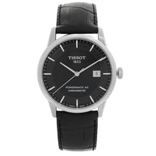 Load image into Gallery viewer, Tissot T Classic Luxury Powermatic 80 Black Dial Black Leather Strap Watch For Men - T086.408.16.051.00