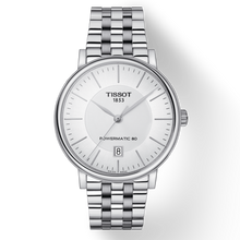 Load image into Gallery viewer, Tissot T Classic Carson Premium Powermatic 80 White Dial Silver Steel Strap Watch For Men - T122.407.11.031.00