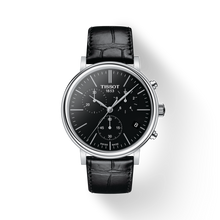 Load image into Gallery viewer, Tissot Carson Premium Chronograph Black Dial Black Leather Strap Watch For Men - T122.417.16.051.00