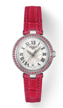 Load image into Gallery viewer, Tissot Bellissima Small Lady Diamonds Mother of Pearl Dial Red Leather Strap Watch For Women - T126.010.66.113.00