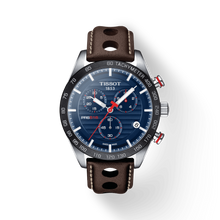 Load image into Gallery viewer, Tissot PRS 516 Chronograph Blue Dial Brown Leather Strap Watch For Men - T100.417.16.041.00