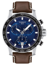 Load image into Gallery viewer, Tissot Supersport Chrono Blue Dial Brown Leather Strap Watch For Men - T125.617.16.041.00