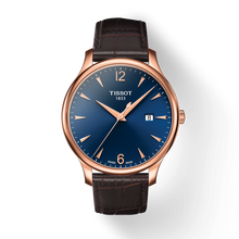 Load image into Gallery viewer, Tissot T Classic Tradition Blue Dial Brown Leather Strap Watch For Men - T063.610.36.047.00