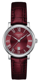 Tissot Carson Premium Lady Maroon Dial Maroon Leather Strap Watch For Women - T122.210.16.373.00