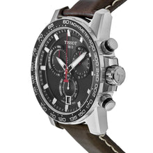 Load image into Gallery viewer, Tissot Supersport Chrono Black Dial Brown Leather Strap Watch for Men - T125.617.16.051.01
