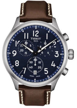 Load image into Gallery viewer, Tissot Chrono XL Vintage Blue Dial Brown Leather Strap Watch For Men - T116.617.16.042.00