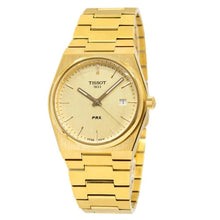 Load image into Gallery viewer, Tissot PRX Champagne Yellow Gold Dial Gold Steel Strap Watch for Men - T137.410.33.021.00