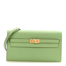Epsom Verso Kelly Wallet To Go  Vert Criquet Bleu Brume