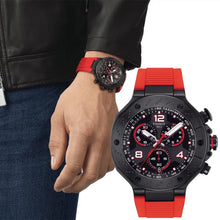 Load image into Gallery viewer, Tissot T Race Chronograph Black Dial Red Rubber Strap Watch For Men - T141.417.37.057.01