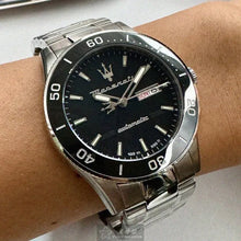 Load image into Gallery viewer, Maserati Competizione Automatic Black Dial Silver Steel Strap Watch For Men - R8823100002