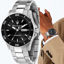Load image into Gallery viewer, Maserati Competizione Automatic Black Dial Silver Steel Strap Watch For Men - R8823100002