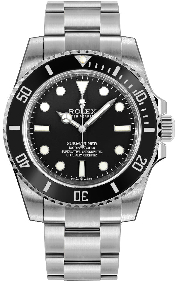 Rolex Submariner Black Dial Oystersteel Men's Diving Watch 124060-0001