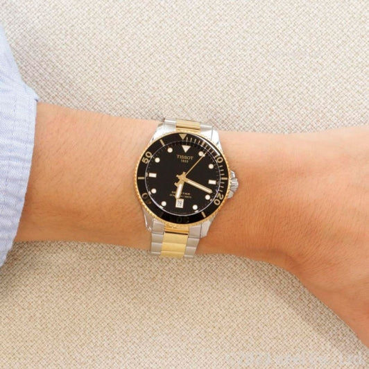 Tissot Seastar 1000 Black Dial Two Tone Steel Strap Watch for Women - T120.210.22.051.00