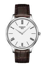 Load image into Gallery viewer, Tissot Tradition 5.5 Lady Silver Dial Brown Leather Strap Watch for Women - T063.009.16.018.00