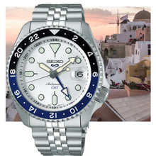 Load image into Gallery viewer, Seiko 5 Sports SKX GMT Automatic Sky Blue Dial Silver Steel Strap Watch For Men - SSK033K1
