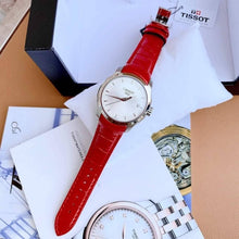Load image into Gallery viewer, Tissot Couturier Lady Silver Dial Red Leather Strap Watch for Women - T035.210.16.031.01