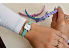 Load image into Gallery viewer, Tissot T Lady Lovely Square Silver Dial Light Green Leather Strap Watch for Women - T058.109.16.031.01