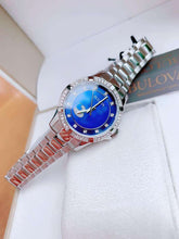 Load image into Gallery viewer, Bulova Crystal Collection Blue Mother of Pearl Dial Silver Steel Strap Watch for Women - 96L238