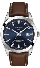 Load image into Gallery viewer, Tissot Gentlemen Powermatic 80 Silicium Blue Dial Brown Leather Strap Watch For Men - T127.407.16.041.00