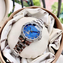 Load image into Gallery viewer, Bulova Crystal Collection Blue Mother of Pearl Dial Silver Steel Strap Watch for Women - 96L238
