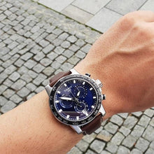 Load image into Gallery viewer, Tissot Supersport Chrono Blue Dial Brown Leather Strap Watch For Men - T125.617.16.041.00