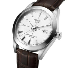 Load image into Gallery viewer, Tissot Gentleman Powermatic 80 Silicium Silver Dial Brown Leather Strap Watch For Men - T127.407.16.031.01