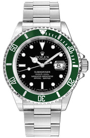 Rolex Submariner Date Stainless Steel Kermit Black Dial Men's Watch 16610LV
