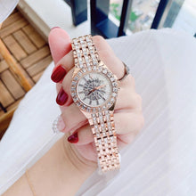 Load image into Gallery viewer, Bulova Phantom White Dial with Swarovski Baguettes Rose Gold Steel Strap Watch for Women - 98L268
