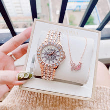 Load image into Gallery viewer, Bulova Phantom White Dial with Swarovski Baguettes Rose Gold Steel Strap Watch for Women - 98L268