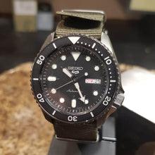 Load image into Gallery viewer, Seiko 5 Sport Automatic Black Dial Green Nylon Strap Watch For Men - SRPD65K4
