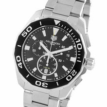 Load image into Gallery viewer, Tag Heuer Aquaracer Quartz Chronograph Black Dial Silver Steel Strap Watch for Men - CAY111A.BA0927