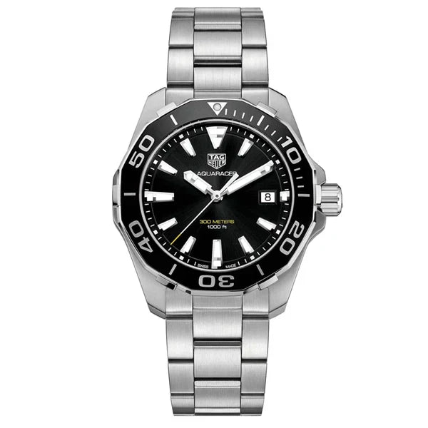 Tag Heuer Aquaracer Black Dial Silver Steel Strap Watch for Men - WAY111A.BA0928