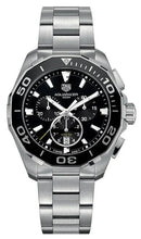 Load image into Gallery viewer, Tag Heuer Aquaracer Quartz Chronograph Black Dial Silver Steel Strap Watch for Men - CAY111A.BA0927