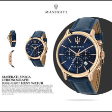 Load image into Gallery viewer, Maserati Epoca Blue Dial Leather Blue Strap Watch For Men - R8871618007